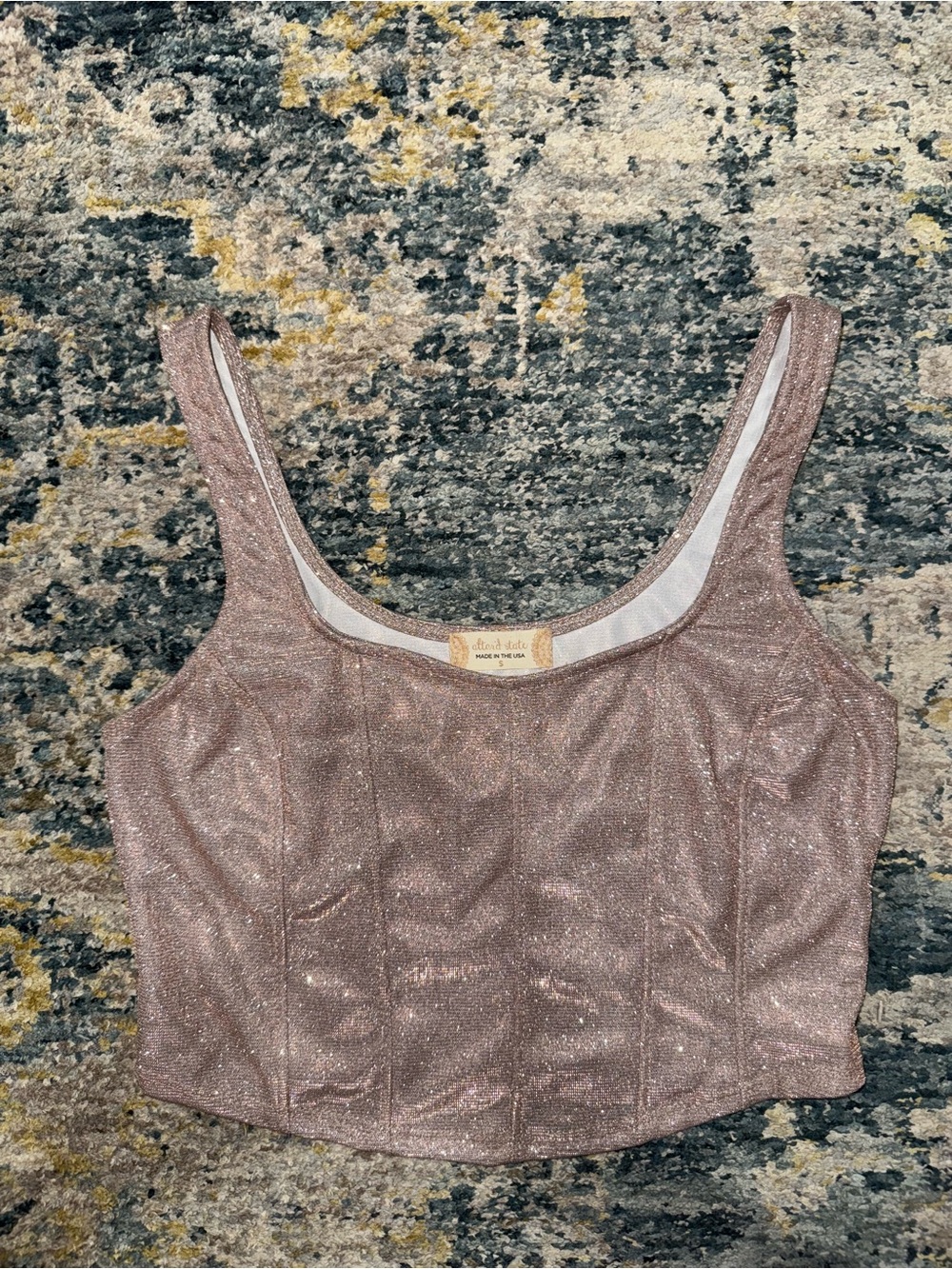 Altar'd State Rose Gold Sparkle crop Top